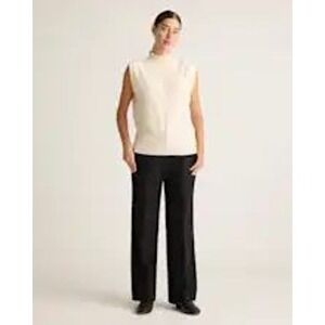 Quince Black Petite Wide Leg Dress Pants Women's Size L Rayon Blend